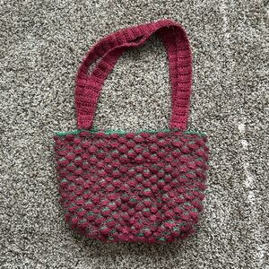hand-crocheted strawberry tote bag